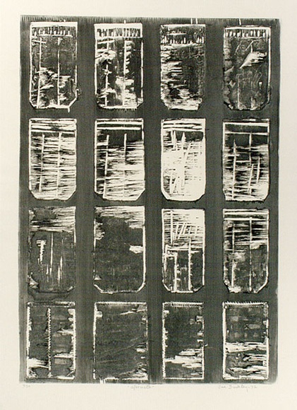 Artist: b'Buckley, Sue.' | Title: b'Aftermath.' | Date: 1972 | Technique: b'woodcut, printed in grey ink, from one block' | Copyright: b'This work appears on screen courtesy of Sue Buckley and her sister Jean Hanrahan' Artist: b'Buckley, Sue.' | Title: b'Aftermath.' | Date: 1972 | Technique: b'woodcut, printed in grey ink, from one block' | Copyright: b'This work appears on screen courtesy of Sue Buckley and her sister Jean Hanrahan'