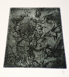 Artist: b'Shearer, Mitzi.' | Title: b'Illegible (Men in the Tunnel?)' | Date: 1982 | Technique: b'etching and aquatint, printed in black ink, from one plate'