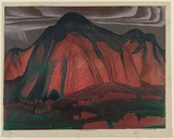 Artist: GRIFFIN, Murray | Title: Burning mountain | Date: 1966 | Technique: linocut, printed in colour, from multiple blocks