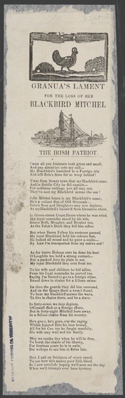 Title: Granua's lament for the loss of her blackbird Mitchel the Irish Patriot. | Date: 1848 (about)