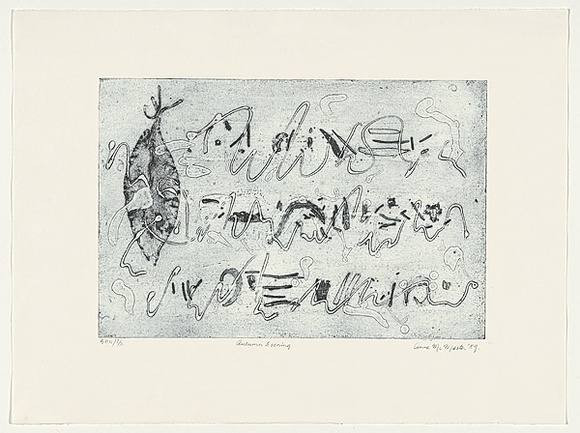 Artist: b'McMaster, Anne.' | Title: b'Autumn evening' | Date: 1989 | Technique: b'collagraph, printed in black ink, from one plate' Artist: b'McMaster, Anne.' | Title: b'Autumn evening' | Date: 1989 | Technique: b'collagraph, printed in black ink, from one plate'