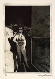 Artist: BALDESSIN, George | Title: Performers with audience. | Date: 1965 | Technique: etching and aquatint, printed in black ink, from one plate