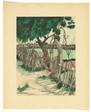 Artist: Leggett, E. | Title: Memory's gate | Date: 1938 | Technique: lineblock, printed in black ink, from one block; hand-coloured