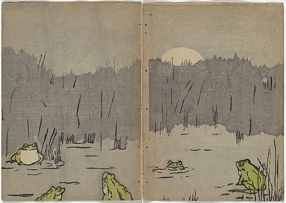 Artist: b'Rede, Geraldine.' | Title: b'not titled [frogs in pond] [part image]' | Date: 1905 | Technique: b'woodcut, printed in black ink in the Japanese manner, from two blocks; hand-coloured' | Copyright: b'\xc2\xa9 Violet Teague Archive, courtesy Felicity Druce'