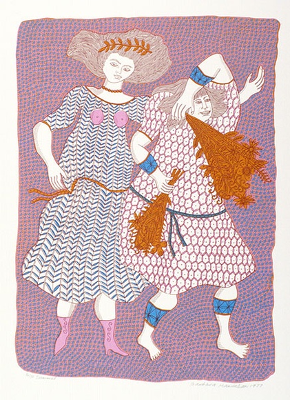 Artist: b'HANRAHAN, Barbara' | Title: b'Summer' | Date: 1977 | Technique: b'screenprint, printed in colour, from four stencils' Artist: b'HANRAHAN, Barbara' | Title: b'Summer' | Date: 1977 | Technique: b'screenprint, printed in colour, from four stencils'
