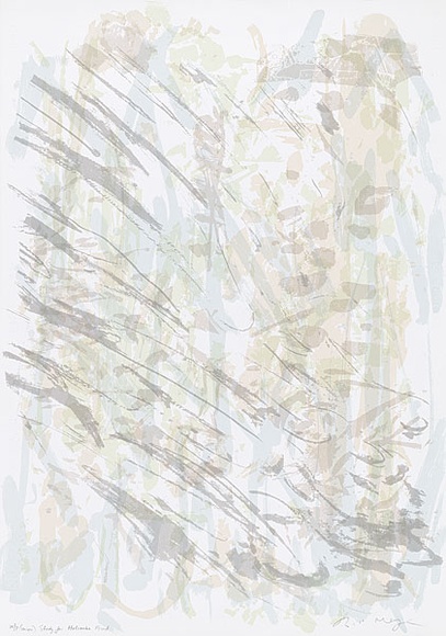 Artist: b'MEYER, Bill' | Title: b'Study for Holcombe Forest' | Date: 1988 | Technique: b'screenprint, printed in six colours, from one direct emulsion reduction screen and one hand drawn with charcoal on acetate for indirect photo screen' | Copyright: b'\xc2\xa9 Bill Meyer' Artist: b'MEYER, Bill' | Title: b'Study for Holcombe Forest' | Date: 1988 | Technique: b'screenprint, printed in six colours, from one direct emulsion reduction screen and one hand drawn with charcoal on acetate for indirect photo screen' | Copyright: b'\xc2\xa9 Bill Meyer'