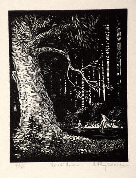 Artist: b'Davies, L. Roy.' | Title: b'Forest lovers.' | Date: 1924 | Technique: b'wood-engraving, printed in black ink, from one block' | Copyright: b'\xc2\xa9 The Estate of L. Roy Davies' Artist: b'Davies, L. Roy.' | Title: b'Forest lovers.' | Date: 1924 | Technique: b'wood-engraving, printed in black ink, from one block' | Copyright: b'\xc2\xa9 The Estate of L. Roy Davies'