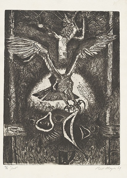 Artist: b'MEYER, Bill' | Title: b'Food' | Date: 1969 | Technique: b'etching, printed in black ink, from one plate' | Copyright: b'\xc2\xa9 Bill Meyer' Artist: b'MEYER, Bill' | Title: b'Food' | Date: 1969 | Technique: b'etching, printed in black ink, from one plate' | Copyright: b'\xc2\xa9 Bill Meyer'