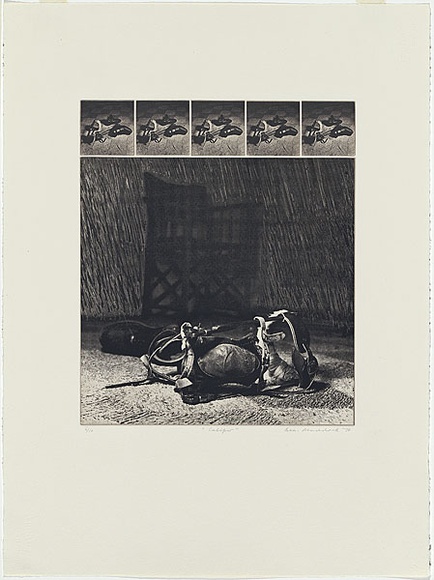 Artist: b'MADDOCK, Bea' | Title: b'Caliper' | Date: 1974 | Technique: b'photo-etching and aquatint, printed in black ink, from six plates' Artist: b'MADDOCK, Bea' | Title: b'Caliper' | Date: 1974 | Technique: b'photo-etching and aquatint, printed in black ink, from six plates'