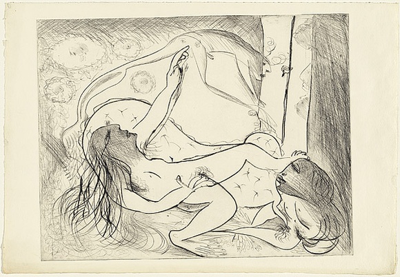 Artist: b'BOYD, Arthur' | Title: b'Danae on a couch with open window.' | Date: (1968-69) | Technique: b'drypoint, printed in black ink, from one plate' | Copyright: b'Reproduced with permission of Bundanon Trust' Artist: b'BOYD, Arthur' | Title: b'Danae on a couch with open window.' | Date: (1968-69) | Technique: b'drypoint, printed in black ink, from one plate' | Copyright: b'Reproduced with permission of Bundanon Trust'