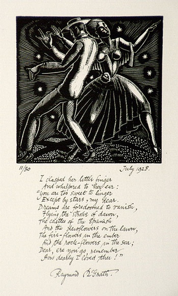 Artist: b'McGrath, Raymond.' | Title: b'Flying the stroke of dawn' | Date: 1928 | Technique: b'wood-engraving, printed in black ink, from one block' Artist: b'McGrath, Raymond.' | Title: b'Flying the stroke of dawn' | Date: 1928 | Technique: b'wood-engraving, printed in black ink, from one block'