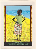 Artist: REDBACK GRAPHIX | Title: Pay the rent: You are on Aboriginal land [1]. | Date: 1981 | Technique: screenprint, printed in colour, from multiple stencils | Copyright: © Marie McMahon
