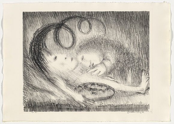 Artist: b'BOYD, Arthur' | Title: b'St Clare attending to St Francis.' | Date: (1965) | Technique: b'lithograph, printed in black ink, from one plate' | Copyright: b'Reproduced with permission of Bundanon Trust' Artist: b'BOYD, Arthur' | Title: b'St Clare attending to St Francis.' | Date: (1965) | Technique: b'lithograph, printed in black ink, from one plate' | Copyright: b'Reproduced with permission of Bundanon Trust'