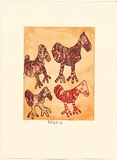 Artist: RUPERT, Nura | Title: Kalaya tjuta (many emus) | Date: 2007 | Technique: etching, printed in colour, from three plates | Copyright: © Nura Rupert. Licensed by VISCOPY, Australia, 2008.