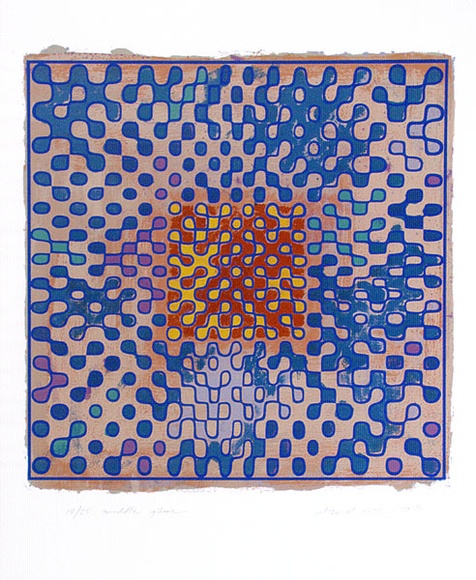 Artist: b'Rose, David.' | Title: b'Middle game' | Date: 1970 | Technique: b'screenprint, printed in colour, from nine stencils' Artist: b'Rose, David.' | Title: b'Middle game' | Date: 1970 | Technique: b'screenprint, printed in colour, from nine stencils'