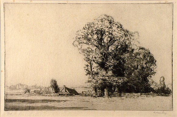 Artist: b'Long, Sydney.' | Title: b'Radnage, Bucks' | Date: 1920 | Technique: b'line-etching, printed in black ink, from one zinc plate' | Copyright: b'Reproduced with the kind permission of the Ophthalmic Research Institute of Australia'