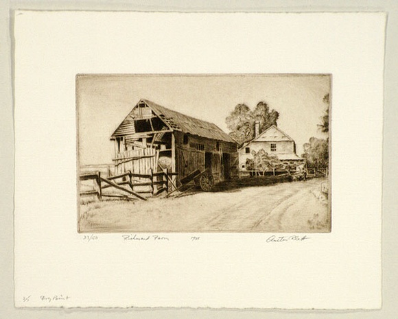 Artist: b'PLATT, Austin' | Title: b'Richmond Farm' | Date: 1935 | Technique: b'etching, printed in black ink, from one plate' Artist: b'PLATT, Austin' | Title: b'Richmond Farm' | Date: 1935 | Technique: b'etching, printed in black ink, from one plate'