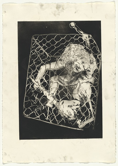 Artist: b'BOYD, Arthur' | Title: b'The hunters set out to trap the Unicorn.' | Date: 1973-74 | Technique: b'aquatint, printed in black ink, from one plate' | Copyright: b'Reproduced with permission of Bundanon Trust' Artist: b'BOYD, Arthur' | Title: b'The hunters set out to trap the Unicorn.' | Date: 1973-74 | Technique: b'aquatint, printed in black ink, from one plate' | Copyright: b'Reproduced with permission of Bundanon Trust'
