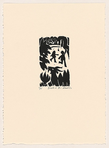 Artist: b'AMOR, Rick' | Title: b'Baxter.' | Date: 1981 | Technique: b'woodcut, printed in black ink, from one block'