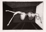 Artist: BALDESSIN, George | Title: Figure in interior. | Date: 1964 | Technique: etching and aquatint, printed in black ink, from one plate