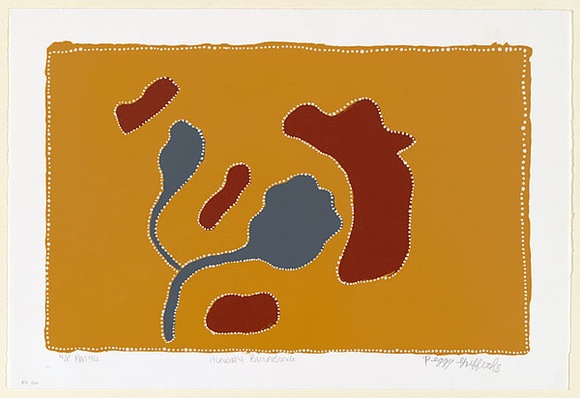 Artist: b'RED HAND PRINT' | Title: b'Hungry Billabong' | Date: 1997, July | Technique: b'screenprint, printed in colour, from multiple stencils' Artist: b'RED HAND PRINT' | Title: b'Hungry Billabong' | Date: 1997, July | Technique: b'screenprint, printed in colour, from multiple stencils'