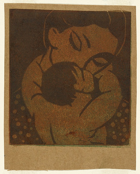 Artist: b'Bell, George..' | Title: b'not titled (mother and child).' | Date: c.1940 | Technique: b'linocut, printed in black ink, from one block' Artist: b'Bell, George..' | Title: b'not titled (mother and child).' | Date: c.1940 | Technique: b'linocut, printed in black ink, from one block'