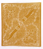 Artist: Marika, Banduk. | Title: Yams and waterlilies | Date: 1985 | Technique: linocut, printed in yellow ink, from one block