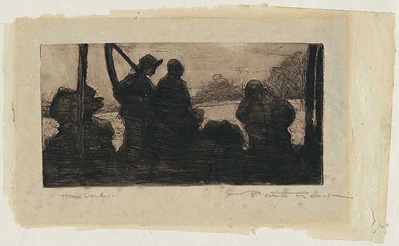 Artist: b'Geach, Portia.' | Title: b'Homeward.' | Date: c.1898 | Technique: b'etching, printed in black ink with plate-tone, from one plate' | Copyright: b'With permission from Trust Company Limited, Trustee for the Portia Geach Memorial Fund' Artist: b'Geach, Portia.' | Title: b'Homeward.' | Date: c.1898 | Technique: b'etching, printed in black ink with plate-tone, from one plate' | Copyright: b'With permission from Trust Company Limited, Trustee for the Portia Geach Memorial Fund'