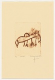 Artist: Japanangka Lewis, Paddy. | Title: Camelu | Date: 2004 | Technique: drypoint etching, printed in brown ink, from one perspex plate