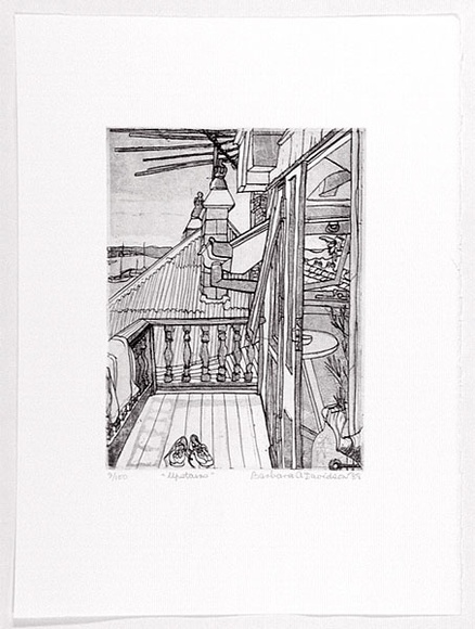 Artist: Davidson, Barbara. | Title: Upstairs. | Date: 1988 | Technique: etching, printed in black ink, from one plate