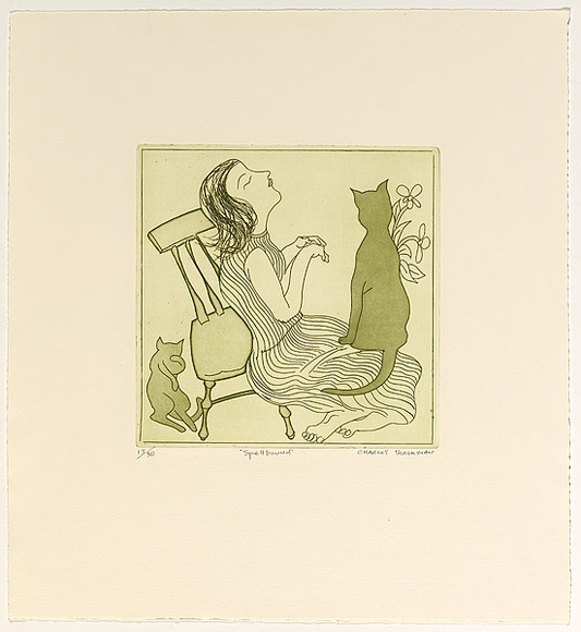 Artist: b'Blackman, Charles.' | Title: b'Spellbound.' | Date: (1977) | Technique: b'etching and aquatint, printed in colour, from multiple plates' Artist: b'Blackman, Charles.' | Title: b'Spellbound.' | Date: (1977) | Technique: b'etching and aquatint, printed in colour, from multiple plates'