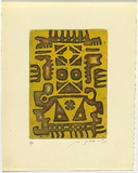 Artist: SELLBACH, Udo | Title: (Circles and triangles) | Date: (1965) | Technique: etching printed in yellow and brown ink, from two plates