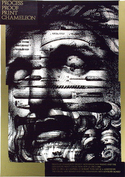 Artist: b'ARNOLD, Raymond' | Title: b'Proof, process, print. Chameleon.' | Date: 1986 | Technique: b'screenprint, printed in colour, from three stencils' Artist: b'ARNOLD, Raymond' | Title: b'Proof, process, print. Chameleon.' | Date: 1986 | Technique: b'screenprint, printed in colour, from three stencils'