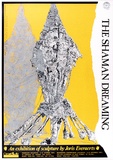 Artist: b'ARNOLD, Raymond' | Title: b'The shaman dreaming. An exhibition of sculpture by Joris Everaerts, Chameleon Galleries, Hobart.' | Date: 1987 | Technique: b'screenprint, printed in colour, from three stencils'