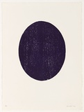 Artist: Nixon, John. | Title: not titled [purple oval] | Date: 1990 | Technique: woodcut, printed in blue ink, one block