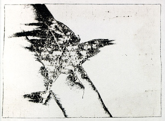 Artist: b'Roberts, Neil.' | Title: b'Eruptions 4' | Date: 1991 | Technique: b'pigment-transfer, printed in brown ink, from one bitumen paper plate' Artist: b'Roberts, Neil.' | Title: b'Eruptions 4' | Date: 1991 | Technique: b'pigment-transfer, printed in brown ink, from one bitumen paper plate'