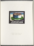 Artist: White, Robin. | Title: Not titled (fish from a tin). | Date: 1985 | Technique: woodcut, printed in black ink, from one block; handcoloured