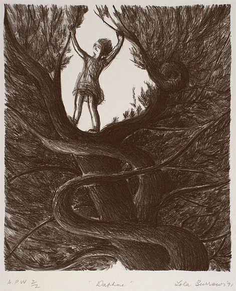Artist: b'Burrows, Lola.' | Title: b'Daphne' | Date: 1991 | Technique: b'lithograph, printed in black ink, from one stone' Artist: b'Burrows, Lola.' | Title: b'Daphne' | Date: 1991 | Technique: b'lithograph, printed in black ink, from one stone'