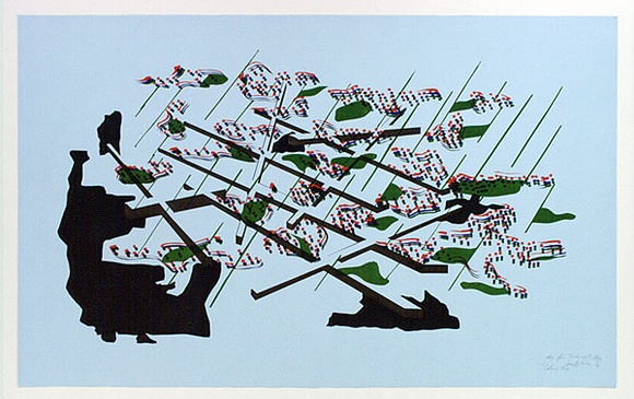 Artist: b'COLEING, Tony' | Title: bIdea for 'to do with blue' sculpture [1]. | Date: 1974 | Technique: b'screenprint, printed in colour, from multiple stencils'