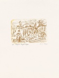 Artist: b'MEYER, Bill' | Title: b'Beyond Beyit Vegan' | Date: 1992 | Technique: b'etching, printed in brown ink, from one plate' | Copyright: b'\xc2\xa9 Bill Meyer'