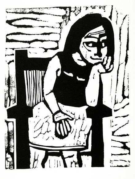 Artist: b'LAWTON, Tina' | Title: b'Number 6' | Date: 1962 | Technique: b'linocut, printed in black ink, from one block'