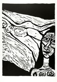 Artist: LAWTON, Tina | Title: (Two women) | Date: c.1963 | Technique: woodcut, printed in black ink, from one block
