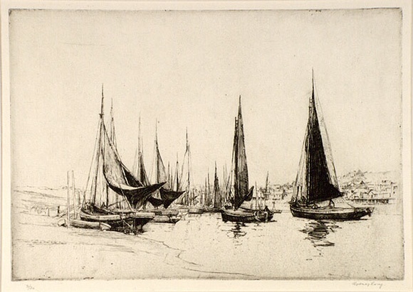 Artist: b'Long, Sydney.' | Title: b'Fishing boats, Kings Lynn' | Date: (1919) | Technique: b'line-etching, printed in warm black ink, from one copper plate' | Copyright: b'Reproduced with the kind permission of the Ophthalmic Research Institute of Australia'