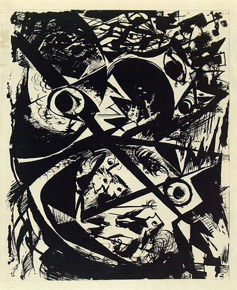 Artist: b'French, Len.' | Title: b'(Destruction of the fleet).' | Date: (1955) | Technique: b'lithograph, printed in black ink, from one plate' | Copyright: b'\xc2\xa9 Leonard French. Licensed by VISCOPY, Australia' Artist: b'French, Len.' | Title: b'(Destruction of the fleet).' | Date: (1955) | Technique: b'lithograph, printed in black ink, from one plate' | Copyright: b'\xc2\xa9 Leonard French. Licensed by VISCOPY, Australia'