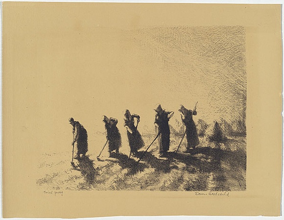 Artist: b'Goodchild, Doreen.' | Title: b'The hoers.' | Date: 1927 | Technique: b'lithograph, printed in black ink, from one stone' Artist: b'Goodchild, Doreen.' | Title: b'The hoers.' | Date: 1927 | Technique: b'lithograph, printed in black ink, from one stone'