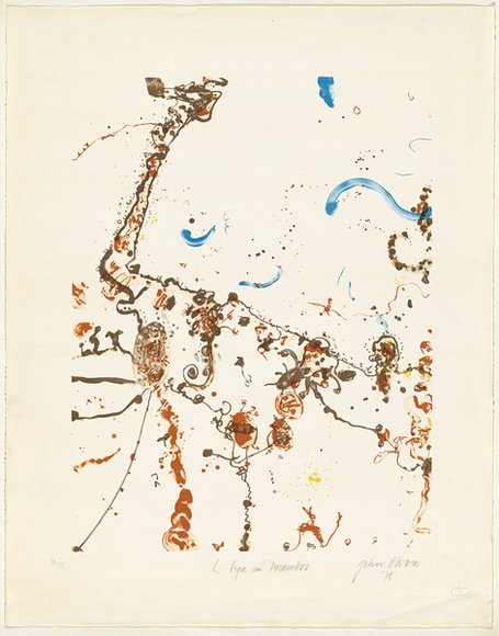 Artist: b'Olsen, John.' | Title: b'Lake Eyre in December' | Date: 1978 | Technique: b'lithograph, printed in colour, from four plates' | Copyright: b'\xc2\xa9 John Olsen. Licensed by VISCOPY, Australia' Artist: b'Olsen, John.' | Title: b'Lake Eyre in December' | Date: 1978 | Technique: b'lithograph, printed in colour, from four plates' | Copyright: b'\xc2\xa9 John Olsen. Licensed by VISCOPY, Australia'
