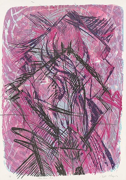 Artist: b'MEYER, Bill' | Title: b'Tzim Tzum - red' | Date: 1987 | Technique: b'screenprint, printed in nine colours from one direct emulsion reduction screen and two hand drawn with charcoal on acetate for indirect photo reduction stencils' | Copyright: b'\xc2\xa9 Bill Meyer' Artist: b'MEYER, Bill' | Title: b'Tzim Tzum - red' | Date: 1987 | Technique: b'screenprint, printed in nine colours from one direct emulsion reduction screen and two hand drawn with charcoal on acetate for indirect photo reduction stencils' | Copyright: b'\xc2\xa9 Bill Meyer'