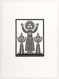 Artist: Groblicka, Lidia | Title: Symmetrical smile 5. | Date: 1988 | Technique: woodcut, printed in black ink, from one block