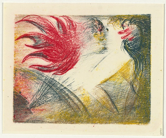Artist: b'BOYD, Arthur' | Title: b'(Two figures with blowing head and flames).' | Date: 1960-70 | Technique: b'coloured print' | Copyright: b'Reproduced with permission of Bundanon Trust' Artist: b'BOYD, Arthur' | Title: b'(Two figures with blowing head and flames).' | Date: 1960-70 | Technique: b'coloured print' | Copyright: b'Reproduced with permission of Bundanon Trust'