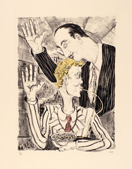 Artist: b'Hay, Bill.' | Title: b'Looby goes to Italy' | Date: 1989, June-August | Technique: b'lithograph, printed in black ink, from one plate; hand-coloured' Artist: b'Hay, Bill.' | Title: b'Looby goes to Italy' | Date: 1989, June-August | Technique: b'lithograph, printed in black ink, from one plate; hand-coloured'